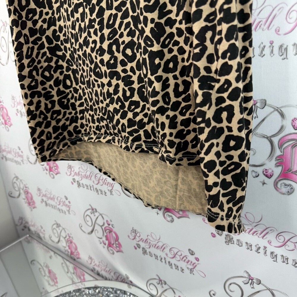Zara T-shirt cheetah animal print flowy Leopard Print Top - Black and Tan - Picture 3 of 10